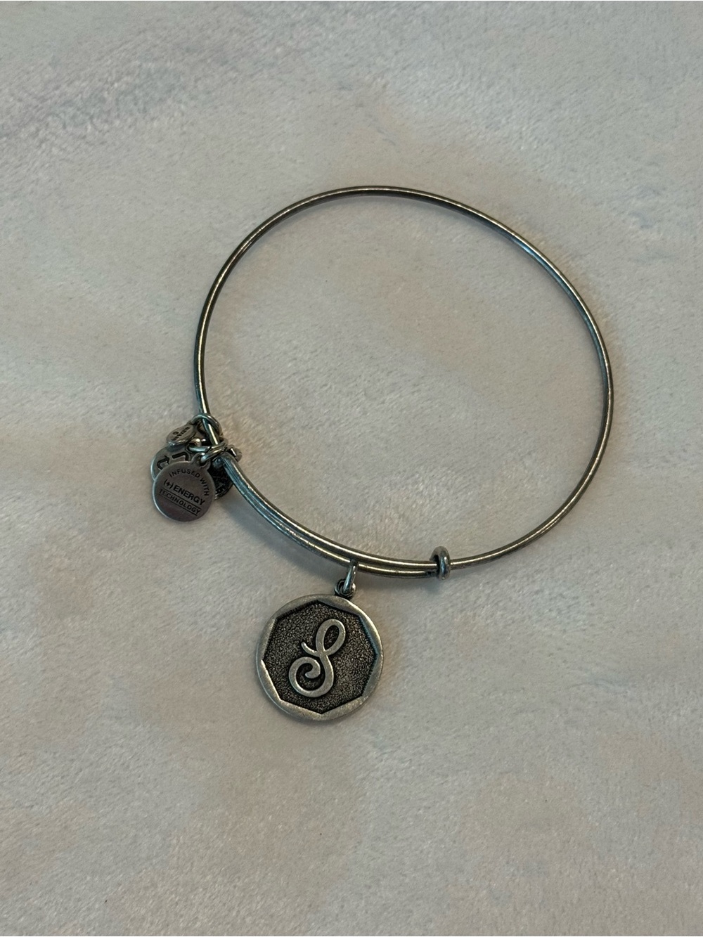 Alex and Ani 2013 Initial "S" Expandable Silver-Tone Wire Bangle Bracelet